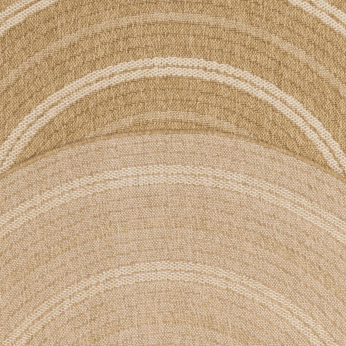 Tapis Exterieur 60 X 90 Cm, Rectangulaire Format Pratique, Motif Géométrique Graphique Lignes Concentriques, Beige, Blanc, Kilim Tissé Turquie, 7351