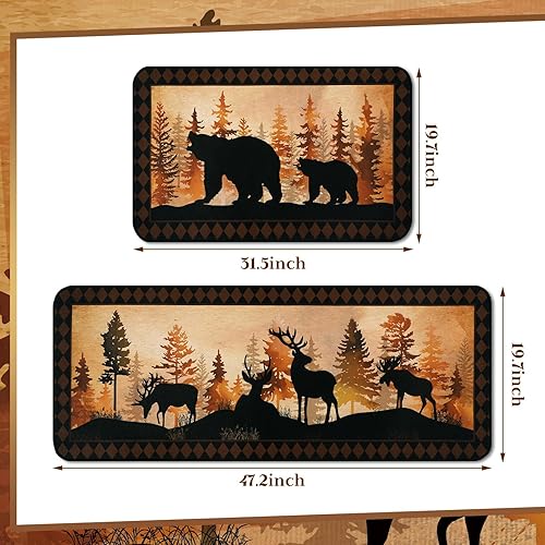 Miniatura 3 de Bencailor Juego de 2 alfombras y tapetes de cocina de flamenco de verano, antideslizantes, tapetes de cocina de flamenco, alfombras rústicas de baño