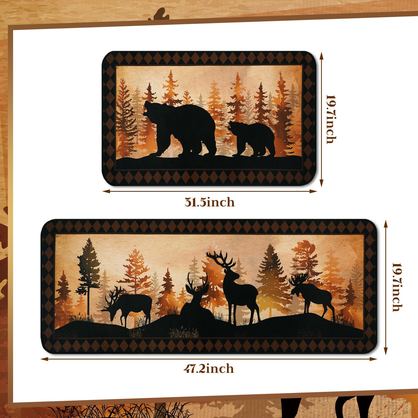 Bencailor Lot de 2 tapis de cuisine et tapis de cuisine, décoration de