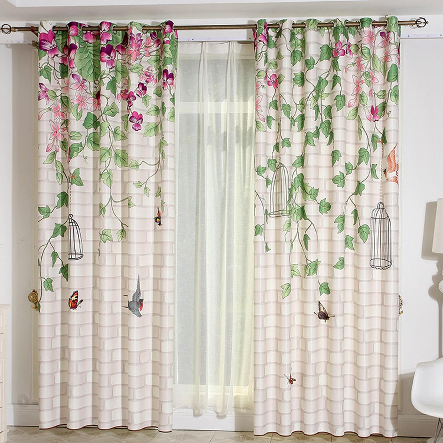 AINIJ Curtain Cloth Plant Brick pattern 3D digital printing curtains blackout bedroom curtains cloth hotel café curtain fabric fashion atmosphere sunshade curtain Cloth, 1.5m