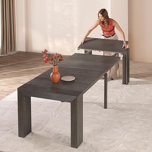 Miniatura 47 de Transformer Table - Mesa de comedor extensible de madera maciza, asientos 2-12, mesa de comedor extensible, muebles que ahorran espacio, muebles de