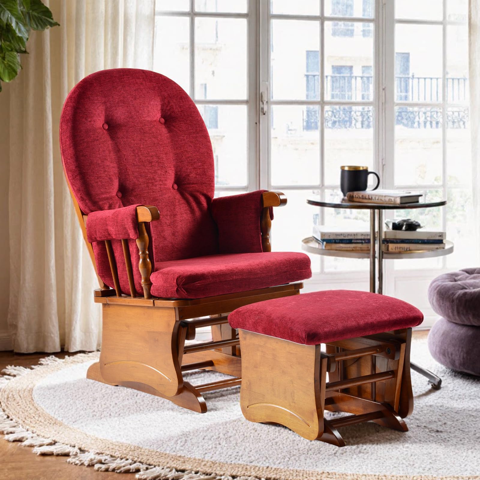 Wooden Base Rocking Chair Nursery Rocking Chair Silent Rocking