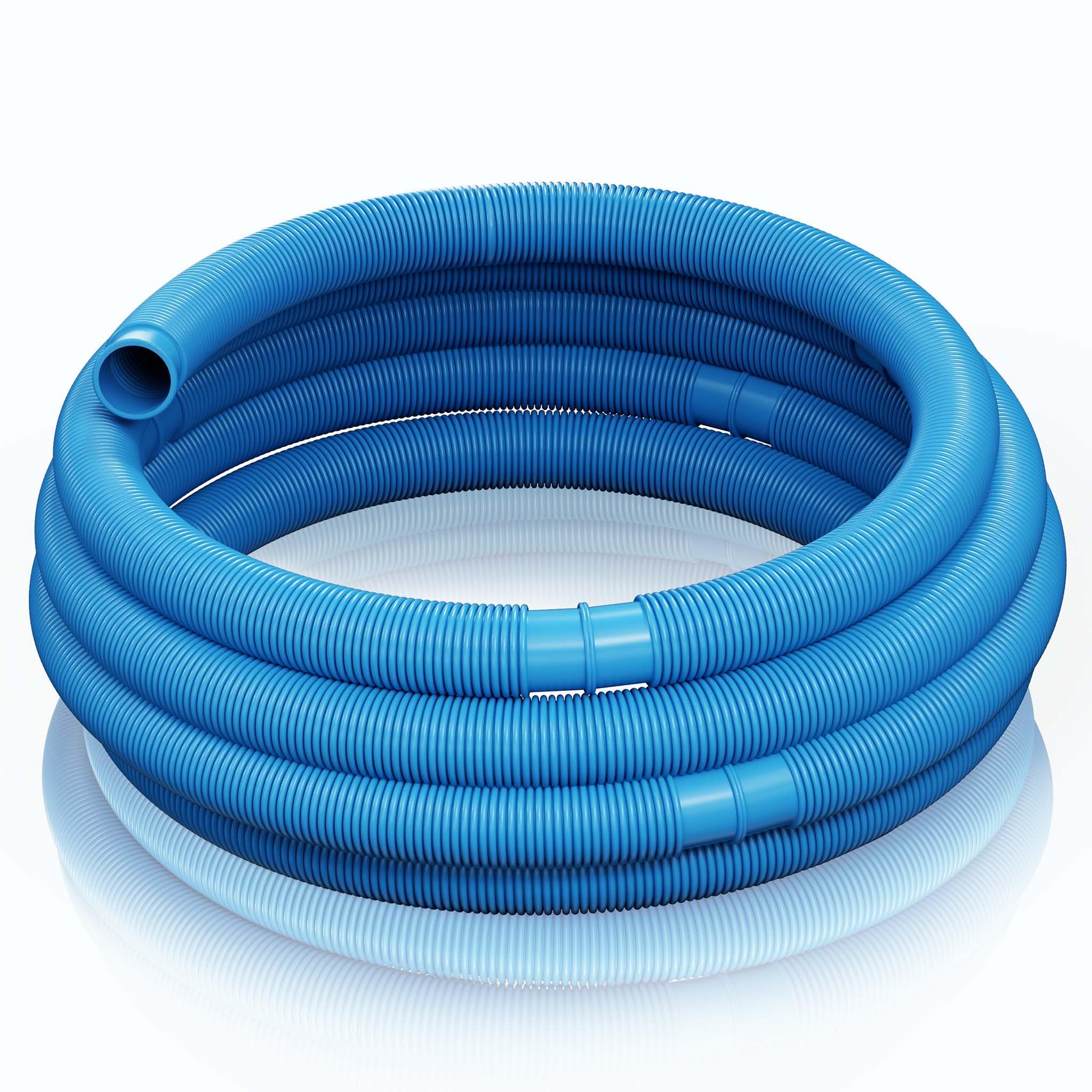 Wiltec Manguera de piscina 6 m ⌀38 mm 190 g/m azul con manguitos, manguera de bomba para piscinas, tubo de aspiración, manguera solar
