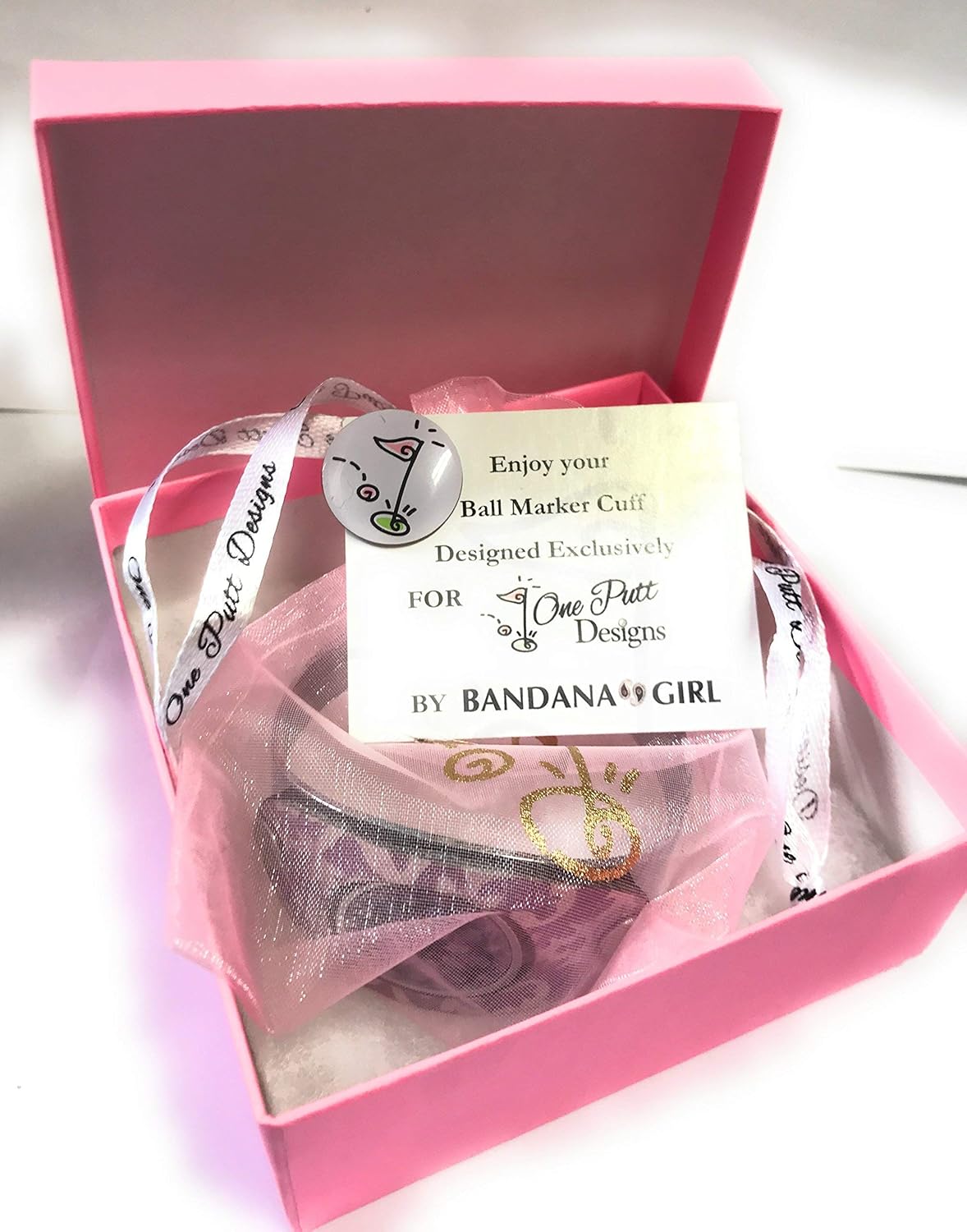 One Putt Golf Ball Marker Silver Bracelet Cuff White Purple Dragonfly Jewelry Gift Ideas For Women