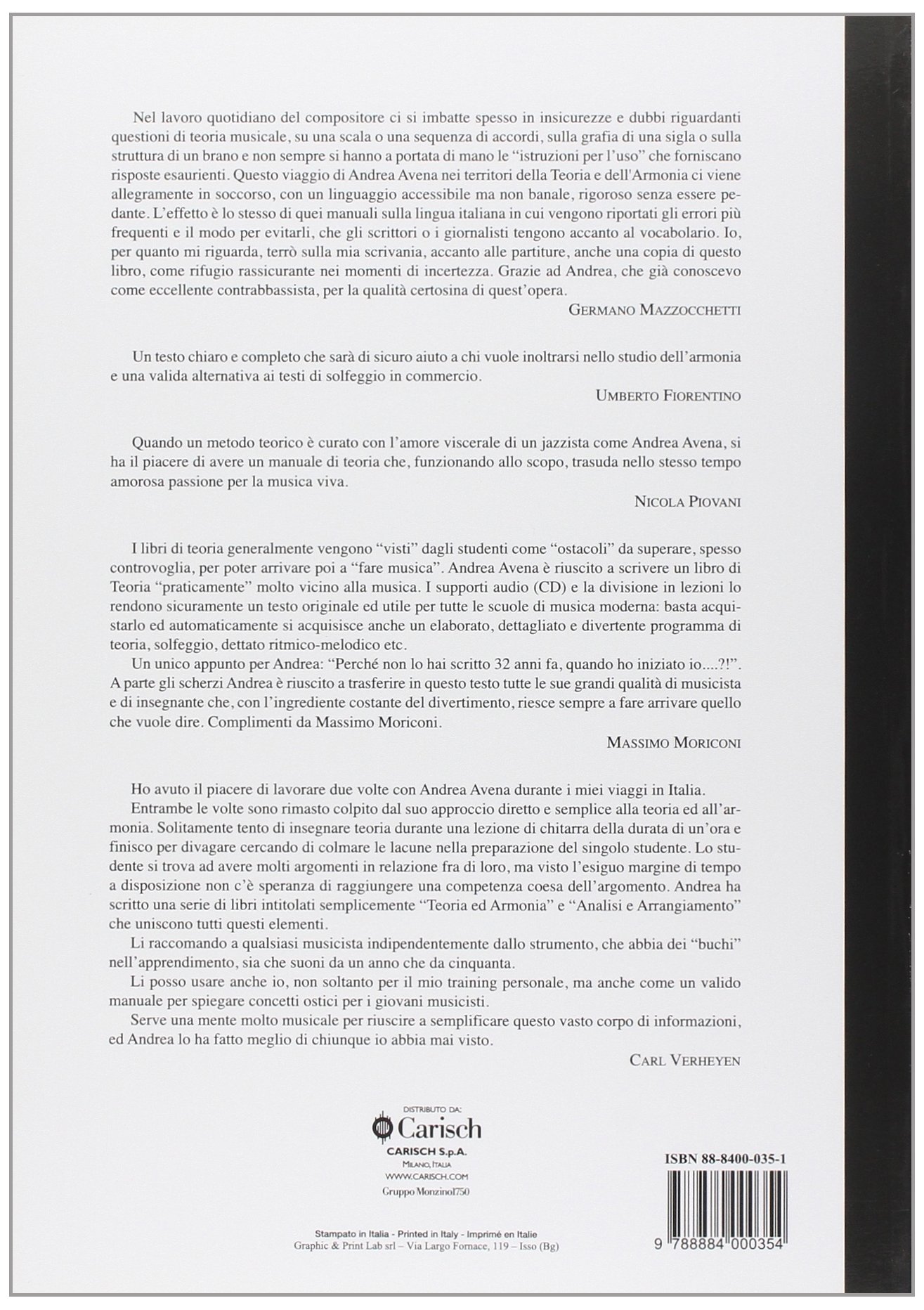 Andrea Avena Teoria e Armonia Volume 1 con Audio Online | Libro di Musica Classica con Esercizi per Pianoforte e Conservatorio