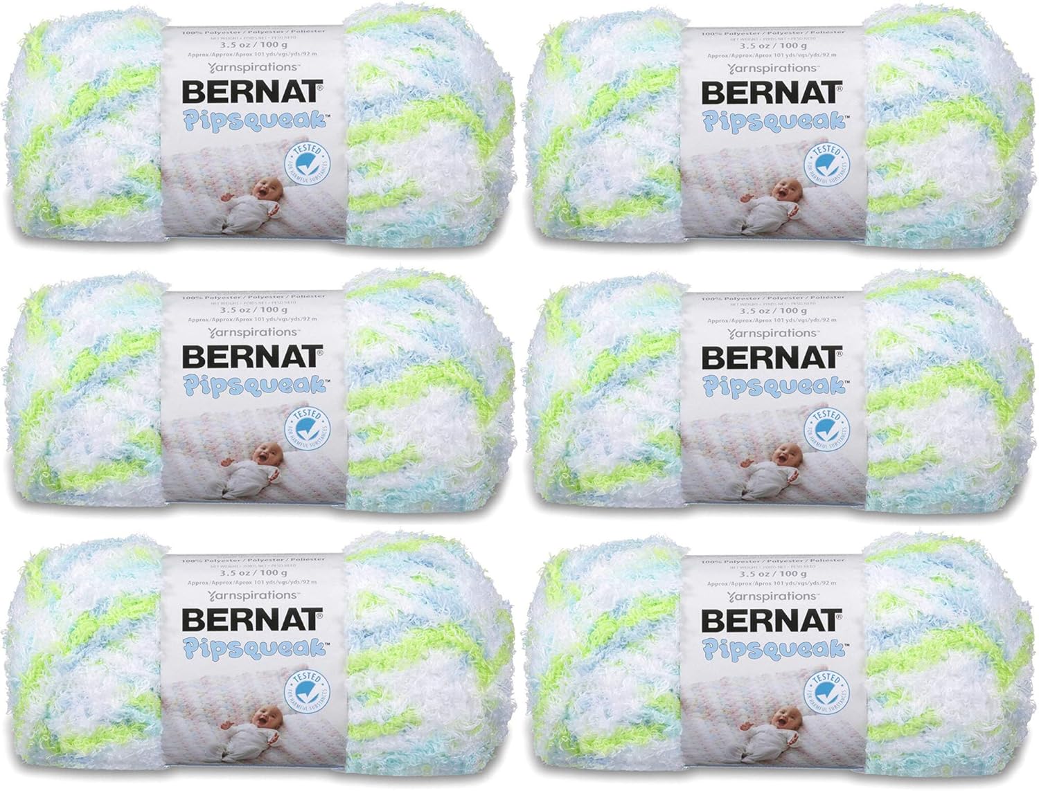 (6 Pack) Bernat Pipsqueak Yarn Funny Bunny Print