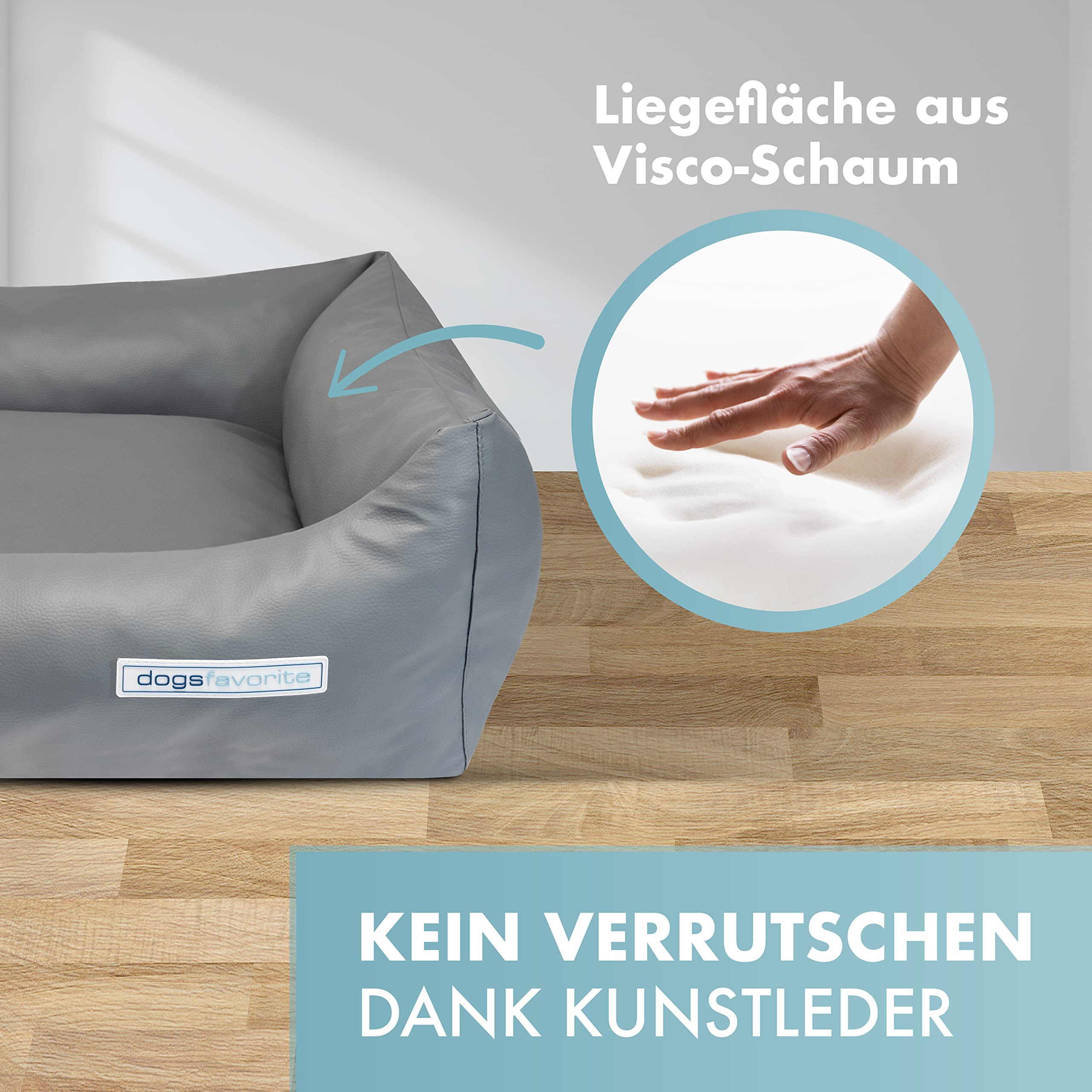 Hunde-Bett mit Visco-Kissen - waschbares Hundekörbchen - hochwertiges Hundesofa - gelenkschonendes Hundekissen - robuste Hundematte - orange - Gr. L - 115 x 85 cm