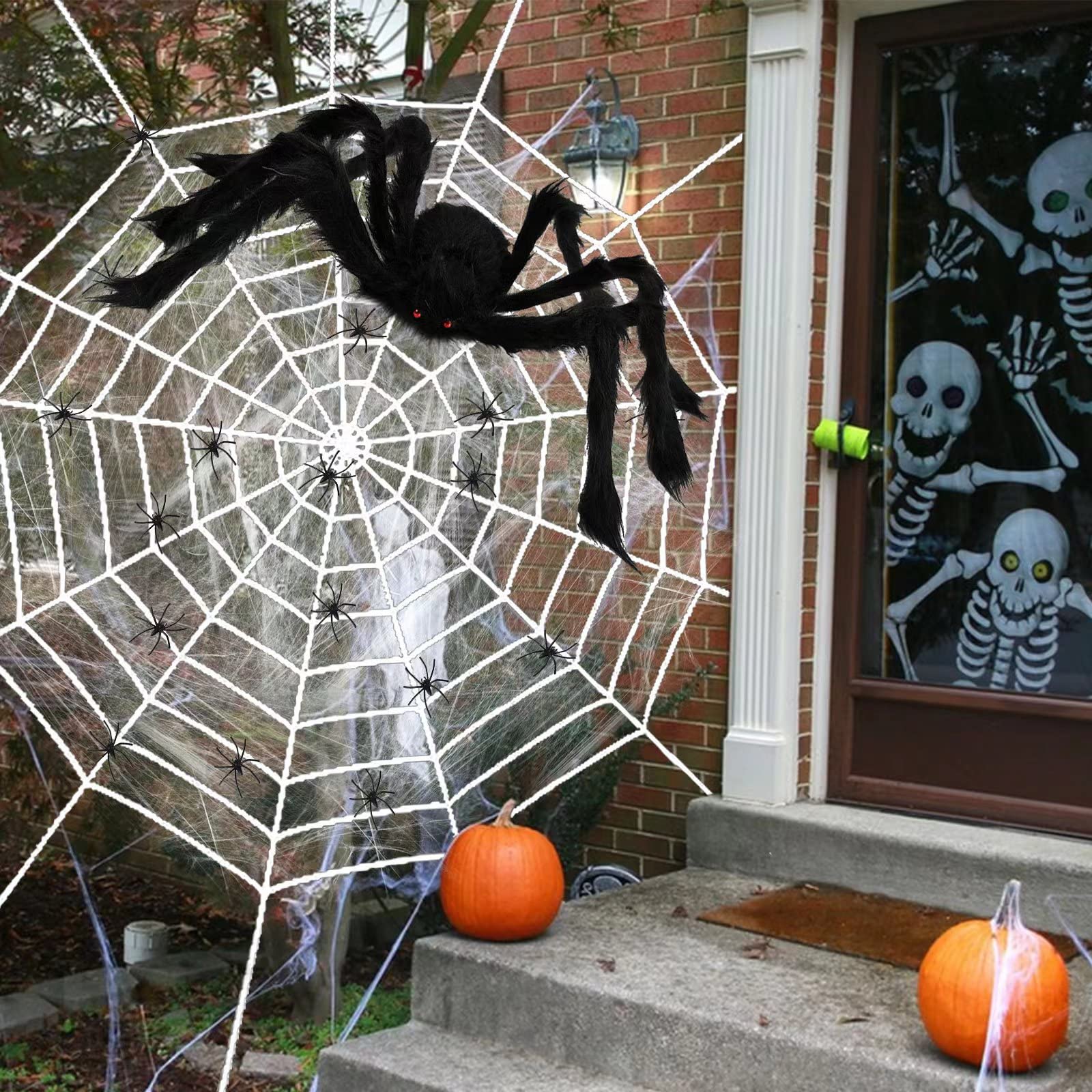 Décorations De Toile D'araignée Pour Halloween, 701 Cm, Toile D'araignée Géante Triangulaire De 200.7 Cm, 21 Araignées En Plastique, Ensemble De Décoration D'intérieur Et D'extérieur