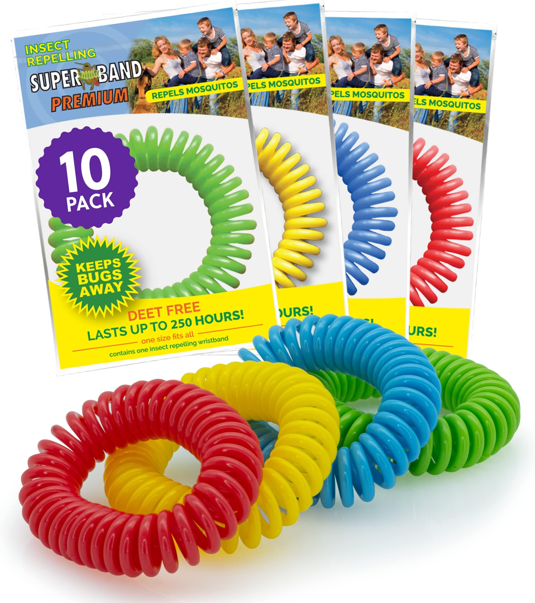 Superband PREMIUM Insect Repellent Bracelet: Assorted Colors (10)