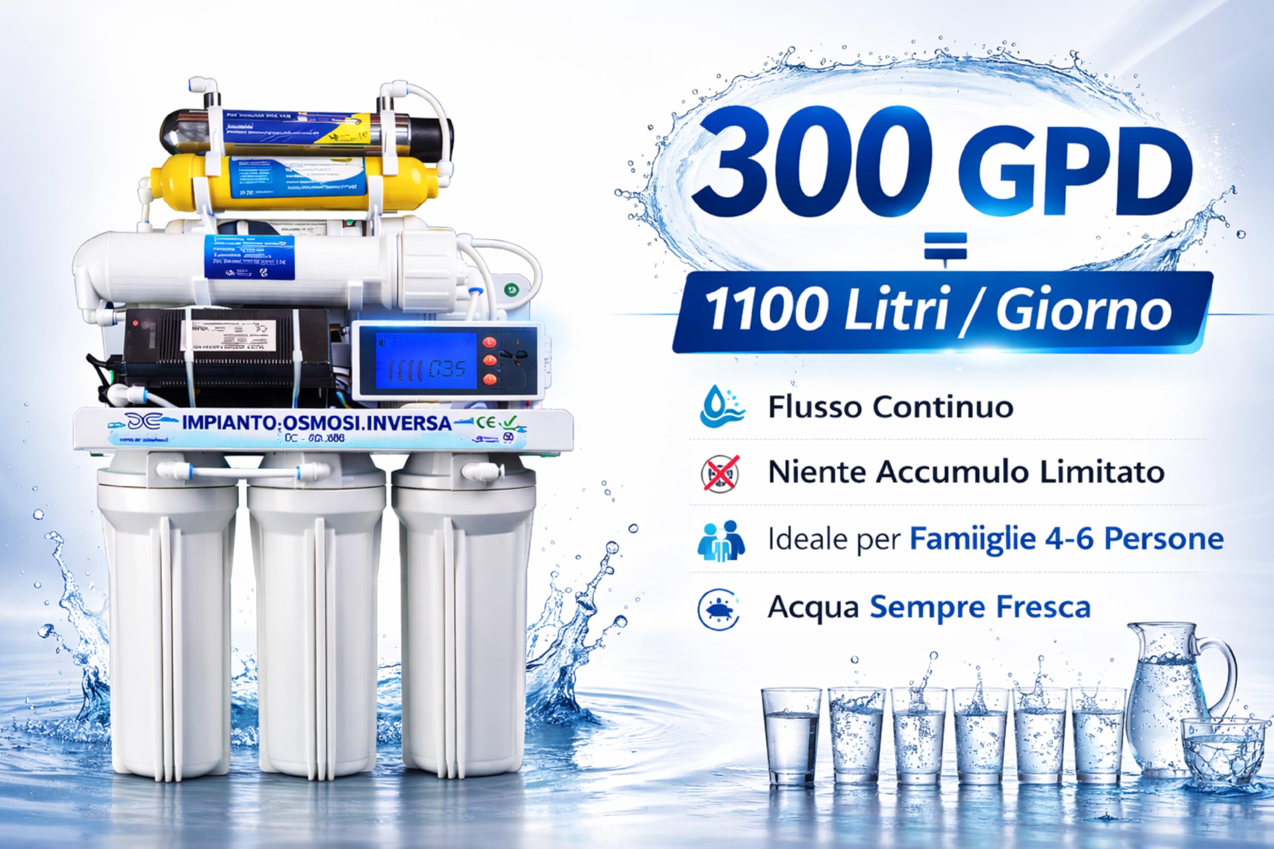 Depuratore Acqua Osmosi Invera 8 Stadi con Lampada UV | Purificatore domestico per acqua potabile dal rubinetto di casa