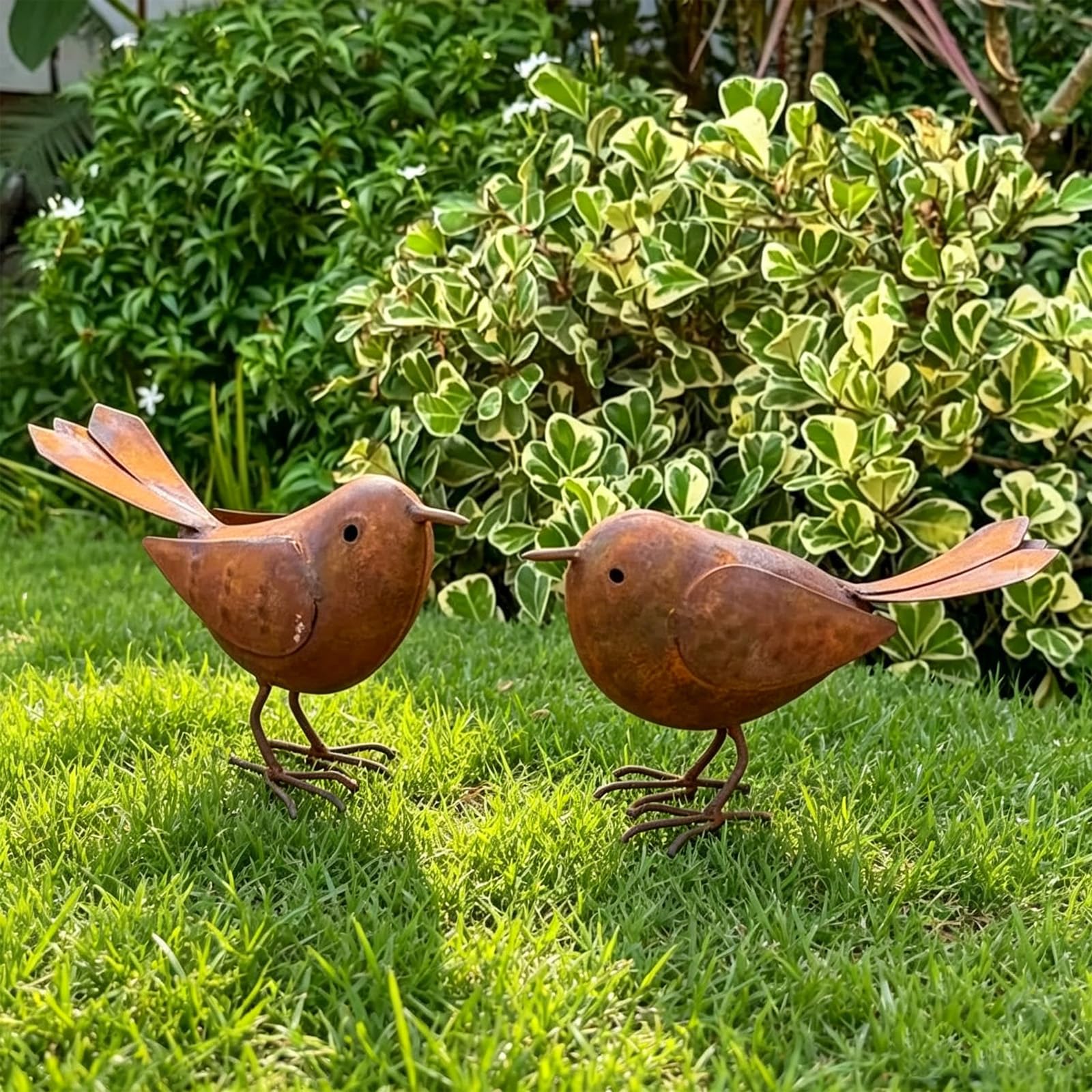 Gartenstecker Rost,2 Stück Vögel Gartenstecker,Rost Vogel Gartendeko für Draußen,Dekorative Gartenpfähle,Rostdeko Gartendeko,Outdoor und Garten Vintage Singvogel,für Garten Terrasse Balkon Blumentopf