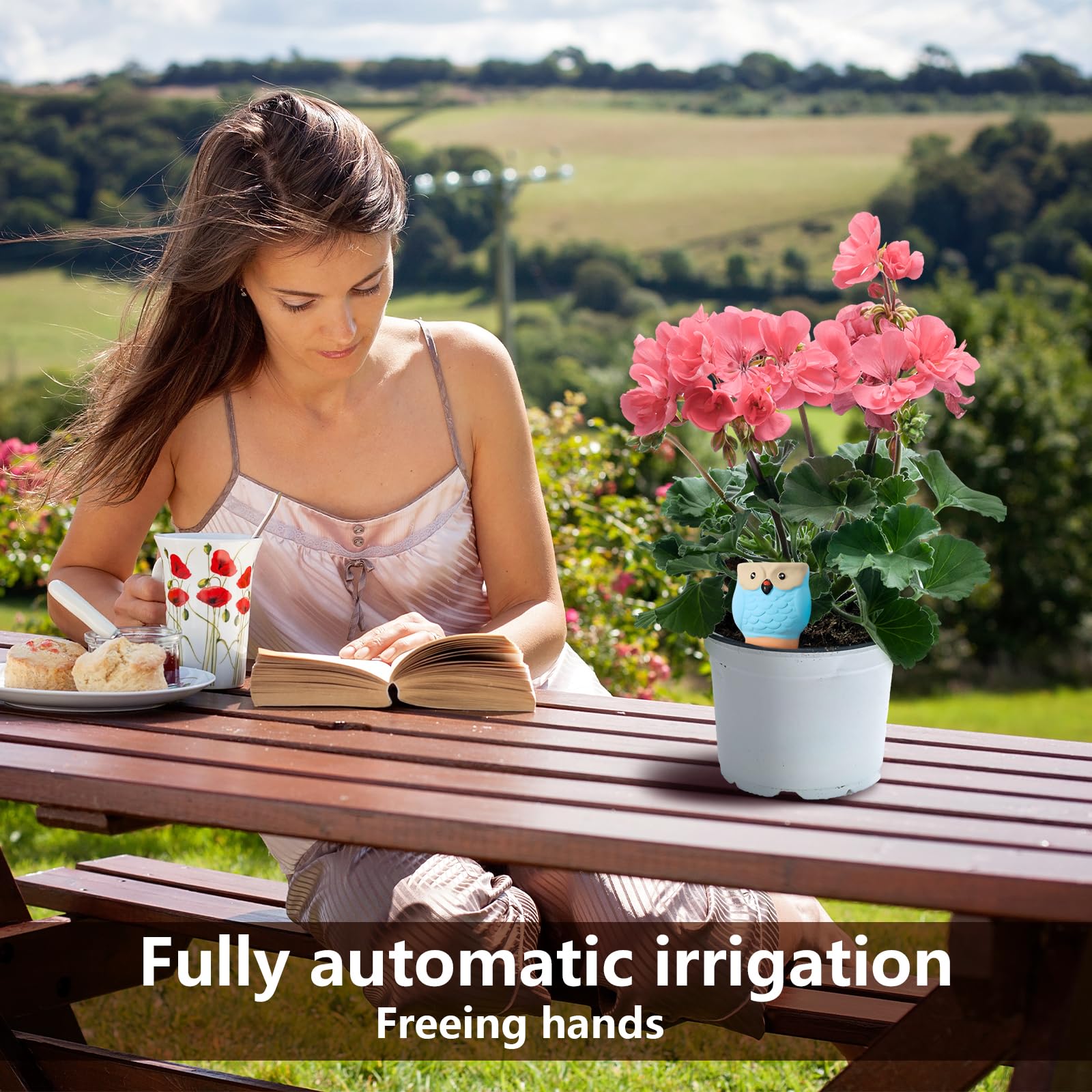 Cône en Argile Goutte à Goutte, Ollas Terre Cuite à Planter 4Pcs, Hiboux Arrosoir Plante Interieur, Arrosage Goutte Automatique pour Plante, Globes Arrosage Plantes, Distributeur Eau Plante