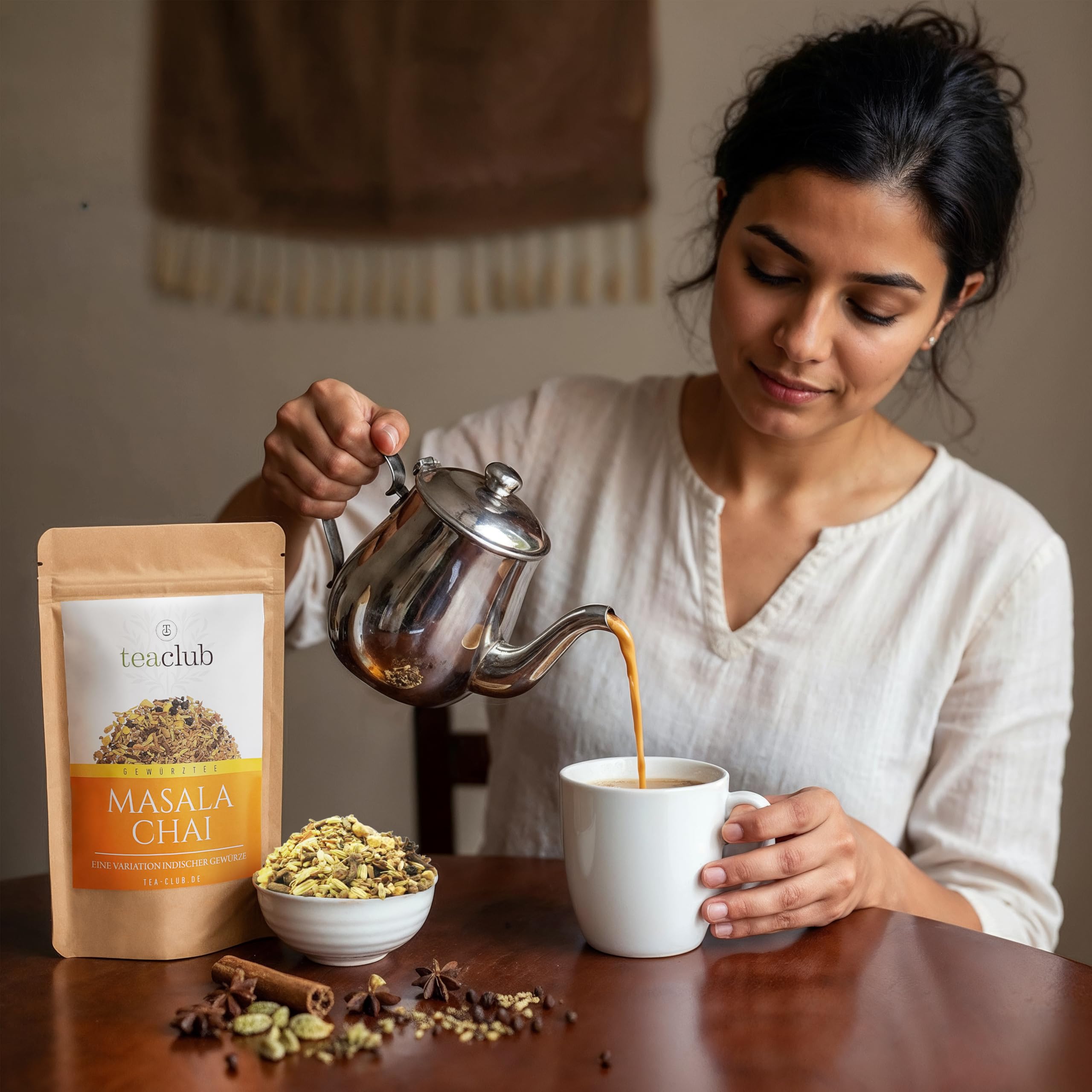 Té Masala Chai Mezcla de Especias 100g, Especias indias para Té chai o chai-latte, 100% natural sin aromatizar, TeaClub Té