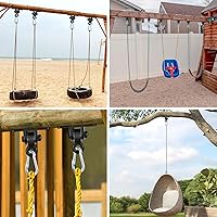 Vista 3 de Ganchos de columpio resistentes para juegos de madera, parque infantil, porche, interior y exterior y colgar con ganchos a presión (4 piezas, negro)