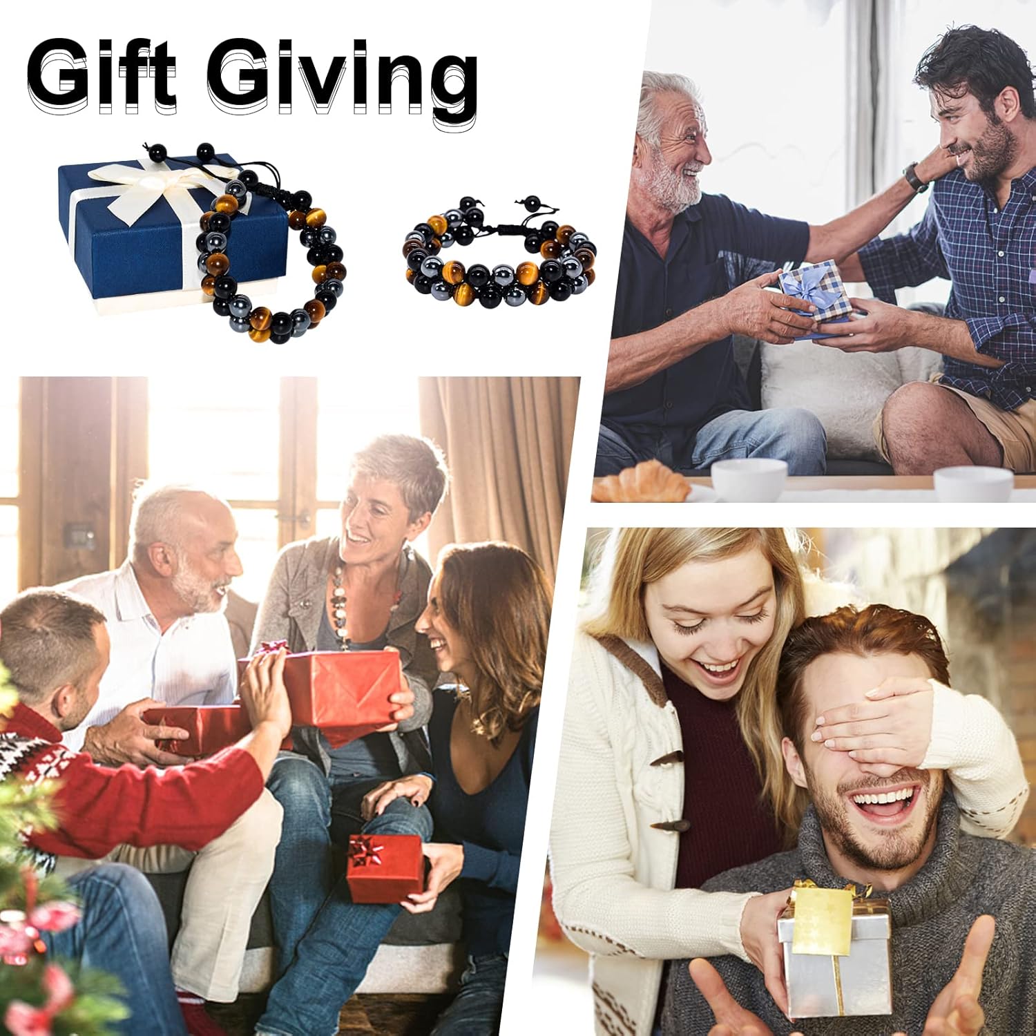 Triple Protection Bracelet,Made by hand Crystal Bracelet for Men Women Tiger Eye Beads Hematite and Black Obsidian Natural Stone 8mm Healing Bracelets Good Luck Prosperity Happiness - Image 6