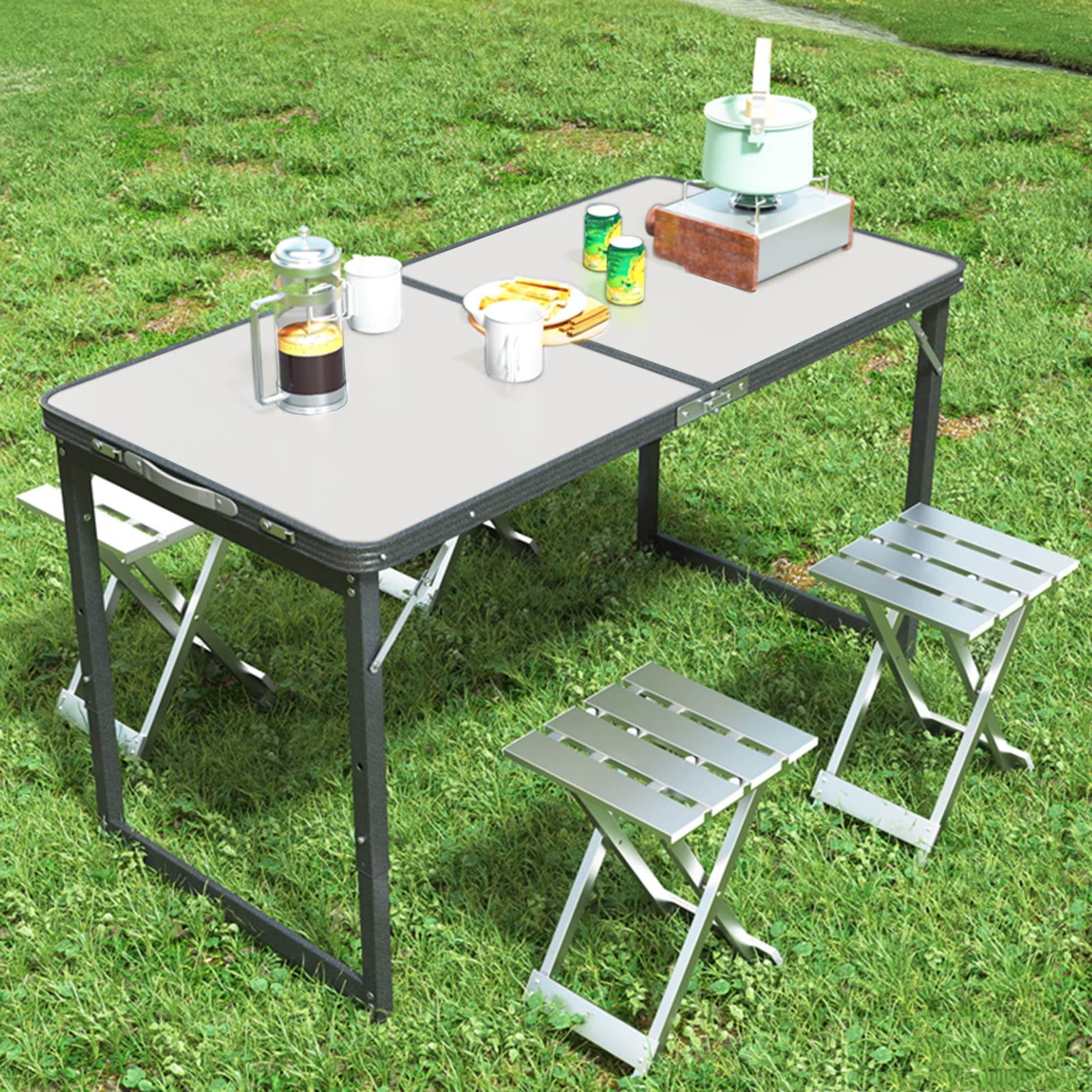 Outsunny Set Di 2 Tavolini Da Giardino, Tavolini Triangolari, Struttura In