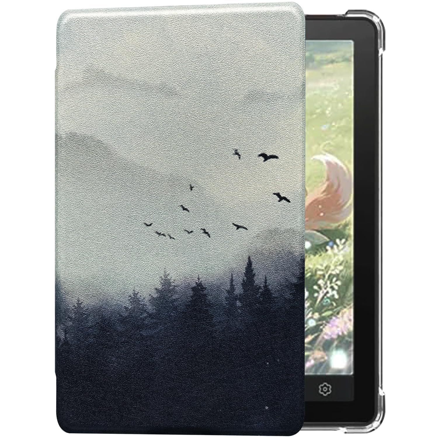 Transparent TPU Back Case for 6'' Bigme B6 Color/Bigme B6 Ultra-Thin Lightweight Enhanced Auto Sleep/Wake Cover with Thickened Corners, Magnetic Closure (Misty Forest) — view 7