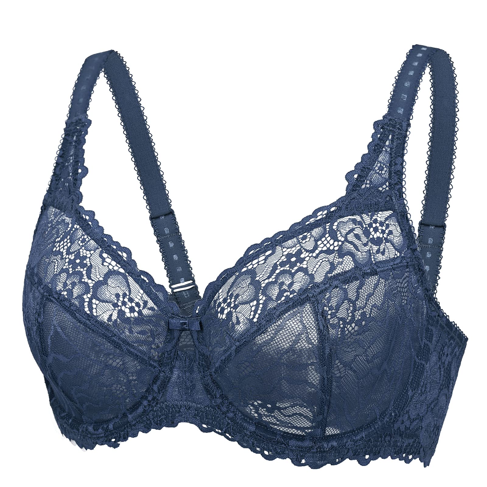 DELIMIRA Donna Reggiseno Minimizer in Pizzo Taglie Forti Coppa Completa con Ferretto Senza Imbottito