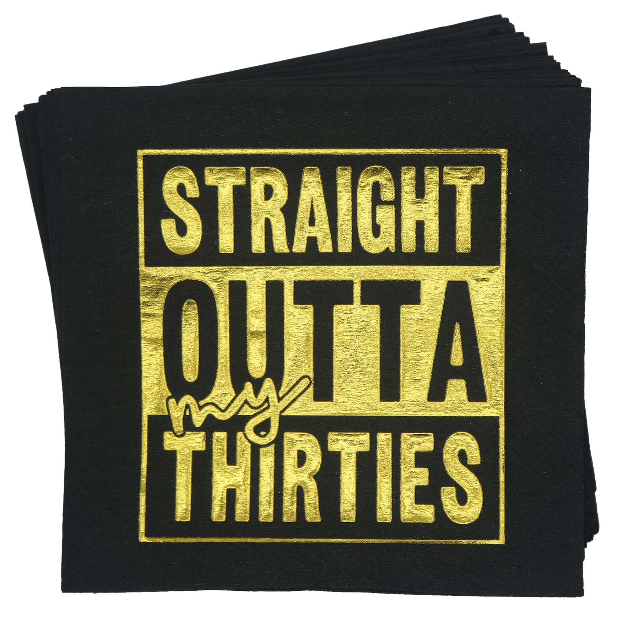 AisosiksStraight Outta My Thirties Napkins,40th Birthday Napkin,Black Gold 40th Birthday Cocktail Napkins,ZJ 40th Birthday Party Decorations,Cheers to 40 Years, 40 Fabulous(5 x 5 In,Gold Foil 50-Pack)