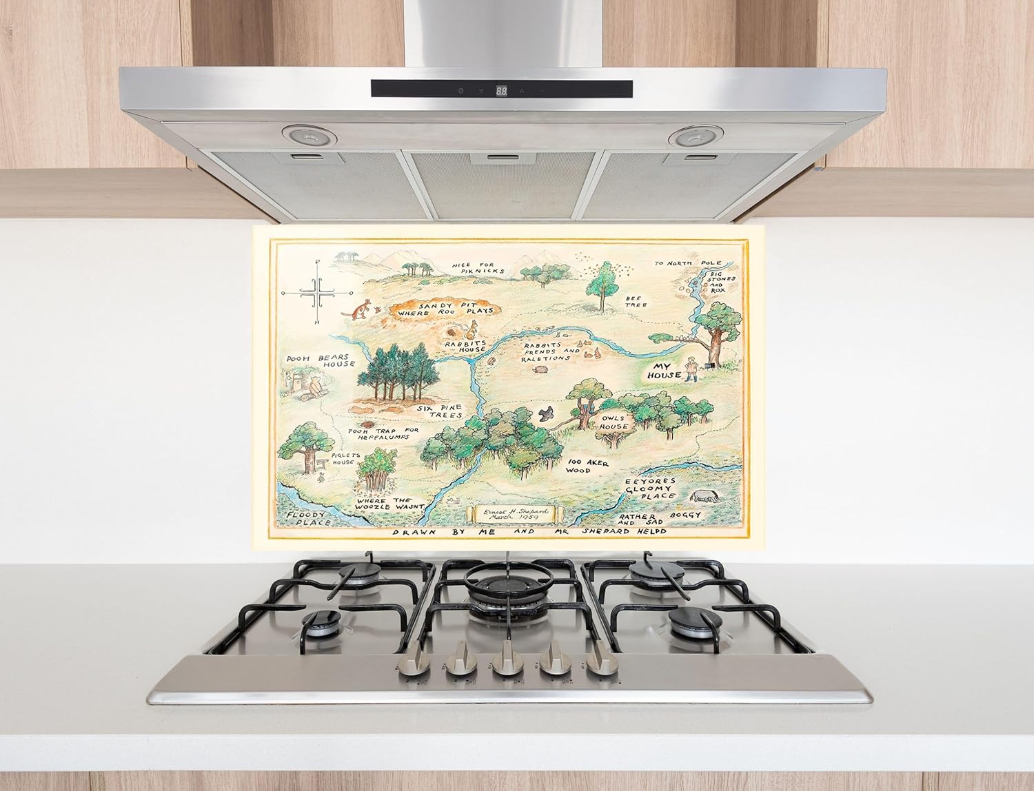 Myphotostation.com 40Wx20H'' Tempered Glass Stove Backsplash Kitchen Tile Decor Stove Back Cover Glass Splashback Tile for Stove Top Cover Toughened Glass Cooker Protector 84