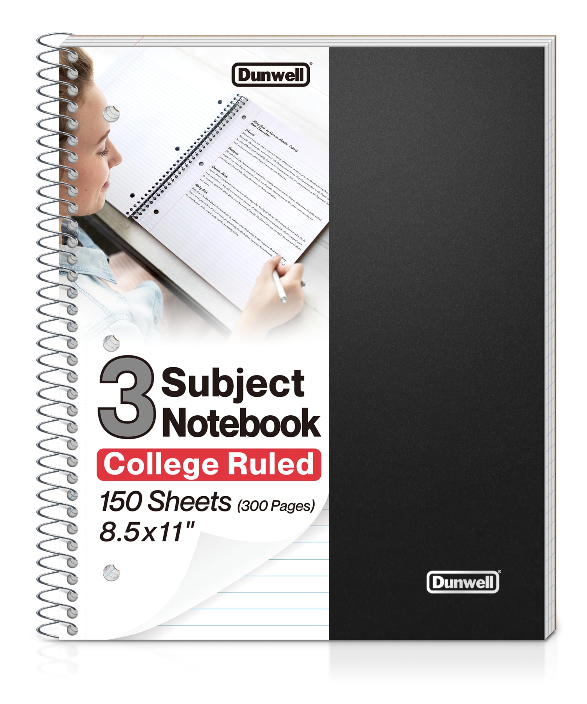 Amazon.com : Dunwell 3-Subject Notebook College Ruled (Black