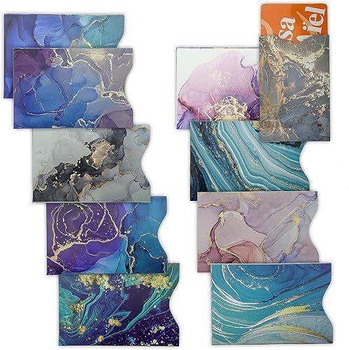 Juego de 10 fundas de bloqueo RFID, tarjetero para mujeres y hombres, protege las tarjetas de identidad del robo electrónico de viaje (estilo mármol)