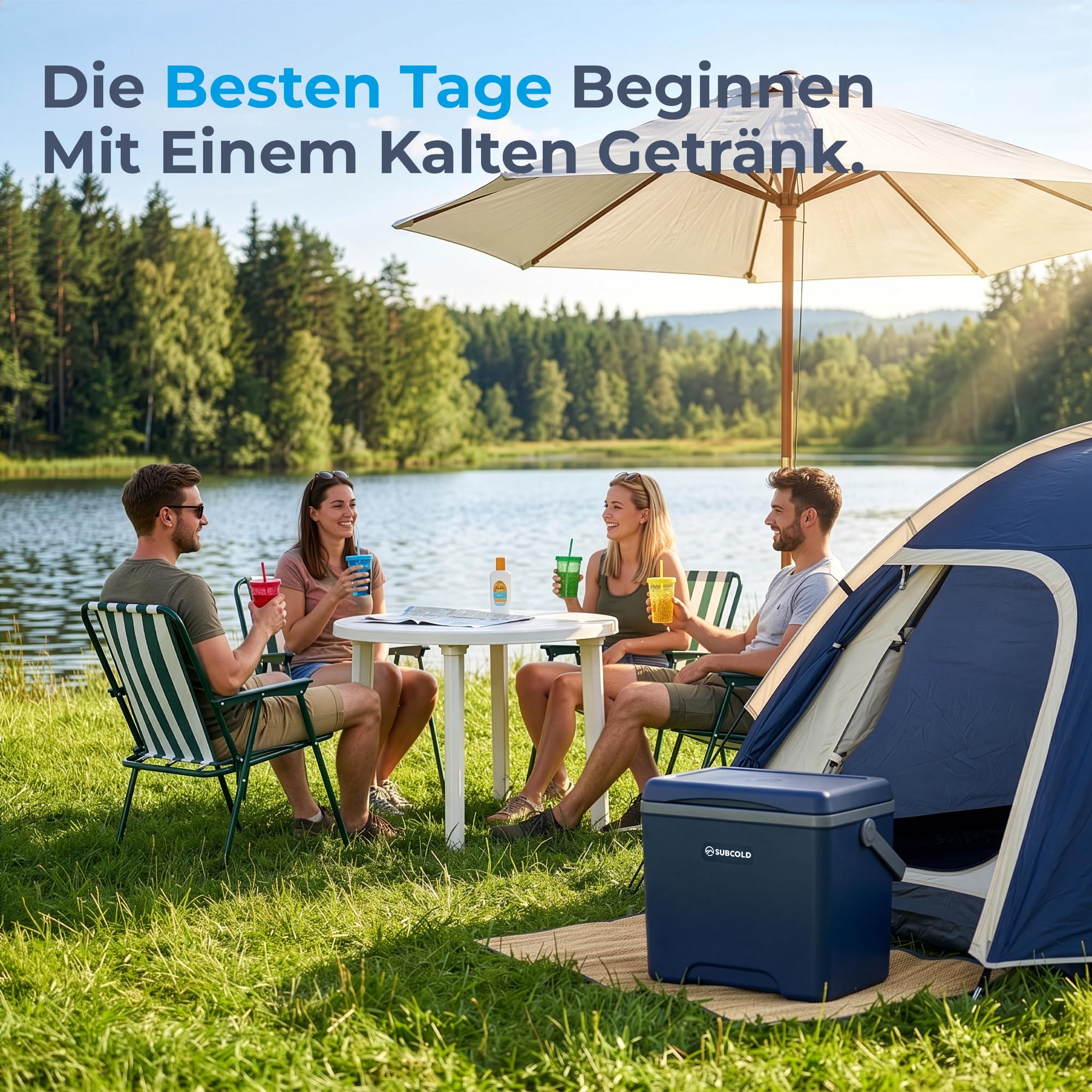Subcold Kühlbox mit 2 Kühlakkus - Leichte isolierte Kühlbox | Isolierte Kühlbox für Reisen, Auto, Picknick & Strand | Tragbare Eisbox Kühlbox