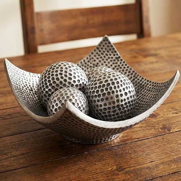 Elegant Silver Centerpiece Bowl with Orbs
