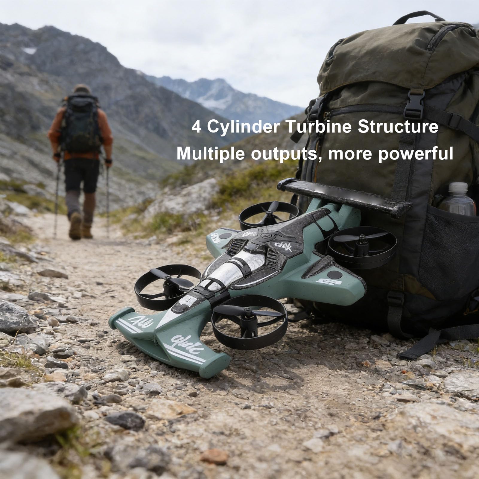 CCYLEZ Drone e Auto RC 2 in 1, Giocattolo RC con modalità di Volo e Deriva, Quadricottero Trasformabile per Bambini Adulti, Decollo Facile con Un Tasto, 3 velocità, Volo di 15 Minuti, (GREEN)