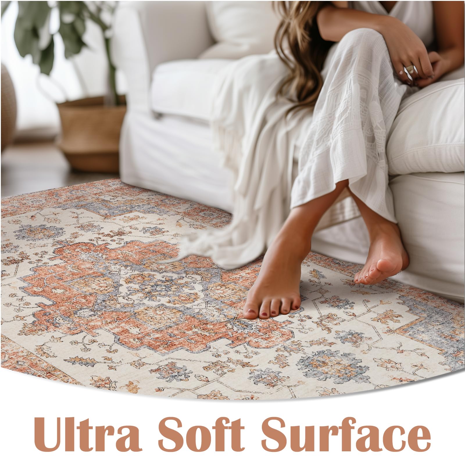 Amazon.com: jinchan Area Rug 6x9 Vintage Washable Living Room Rug