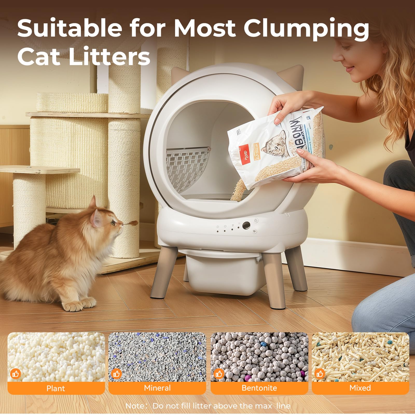 Automatic Cat Litter Box - E2 Self Cleaning Litter Box Smart Robot for Multiple Cats, APP Real-Time Monitor, Weight Monitoring, Safe Anti-Pinch Liners and Mat Included - image 8
