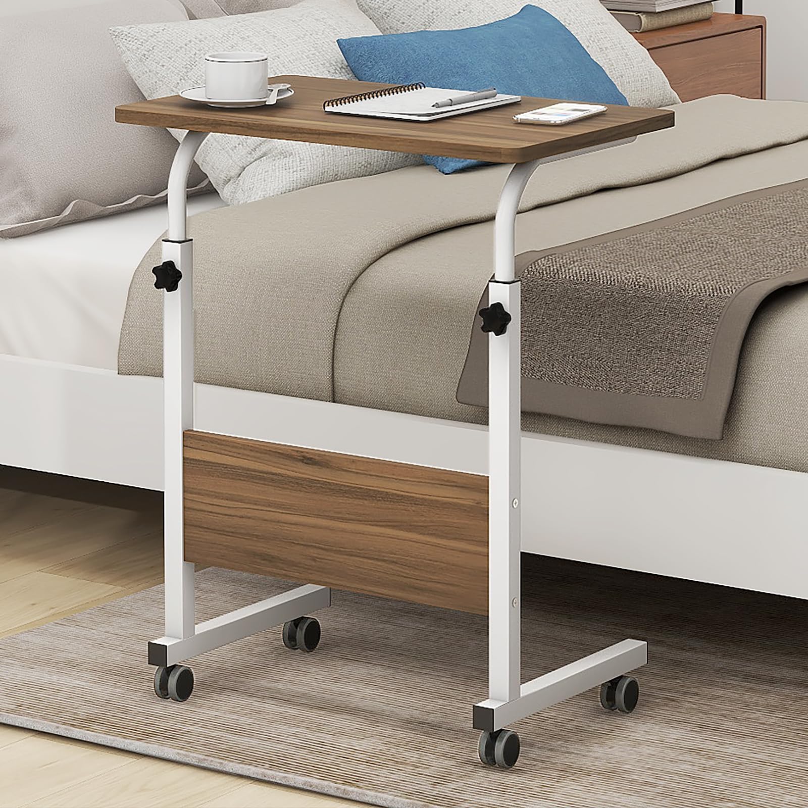 Tavolo per computer portatile con ruote, altezza regolabile 71 – 90 cm, scrivania piccola, scrivania per computer, supporto per computer portatile, tavolo per la pulizia, per letto e divano
