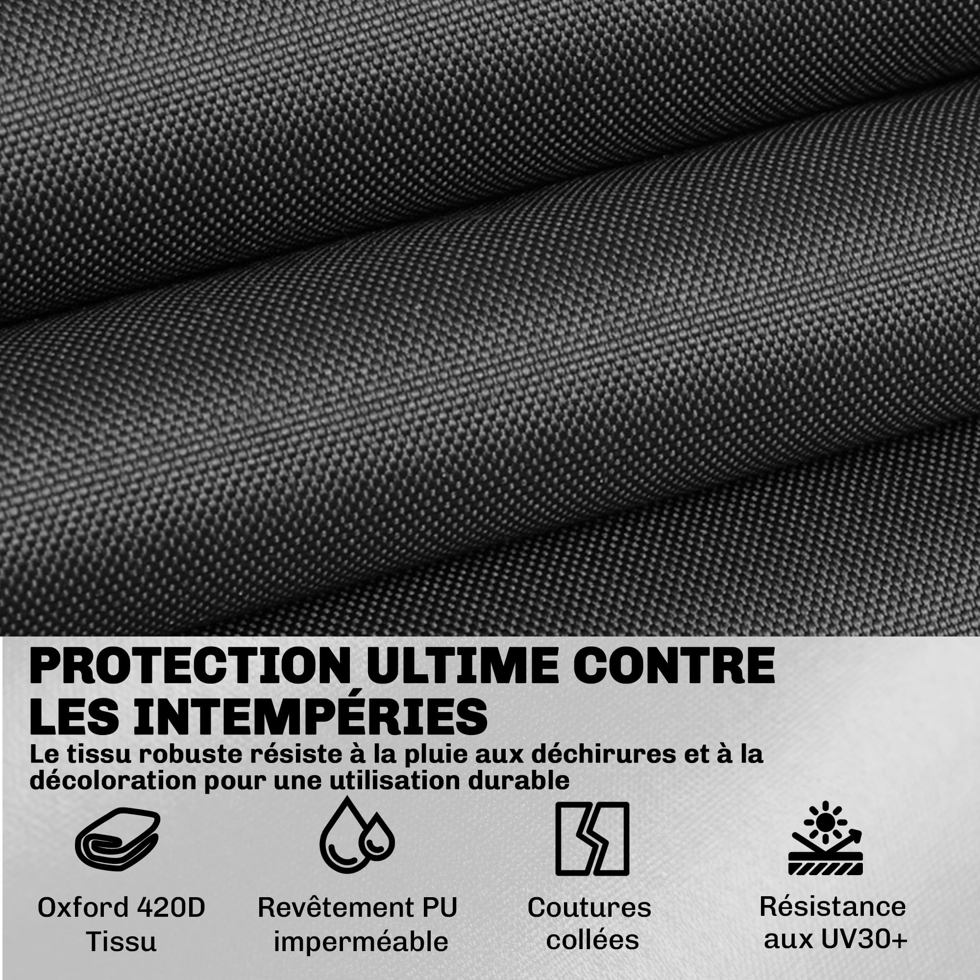 Outsunny Ensemble de 4 Housses Salon de Jardin Imperméables 420D Tissu Oxford, Bâche de Potection Extérieure avec 6 Évents et Sac de Rangement, pour Table et Canapé, Noir
