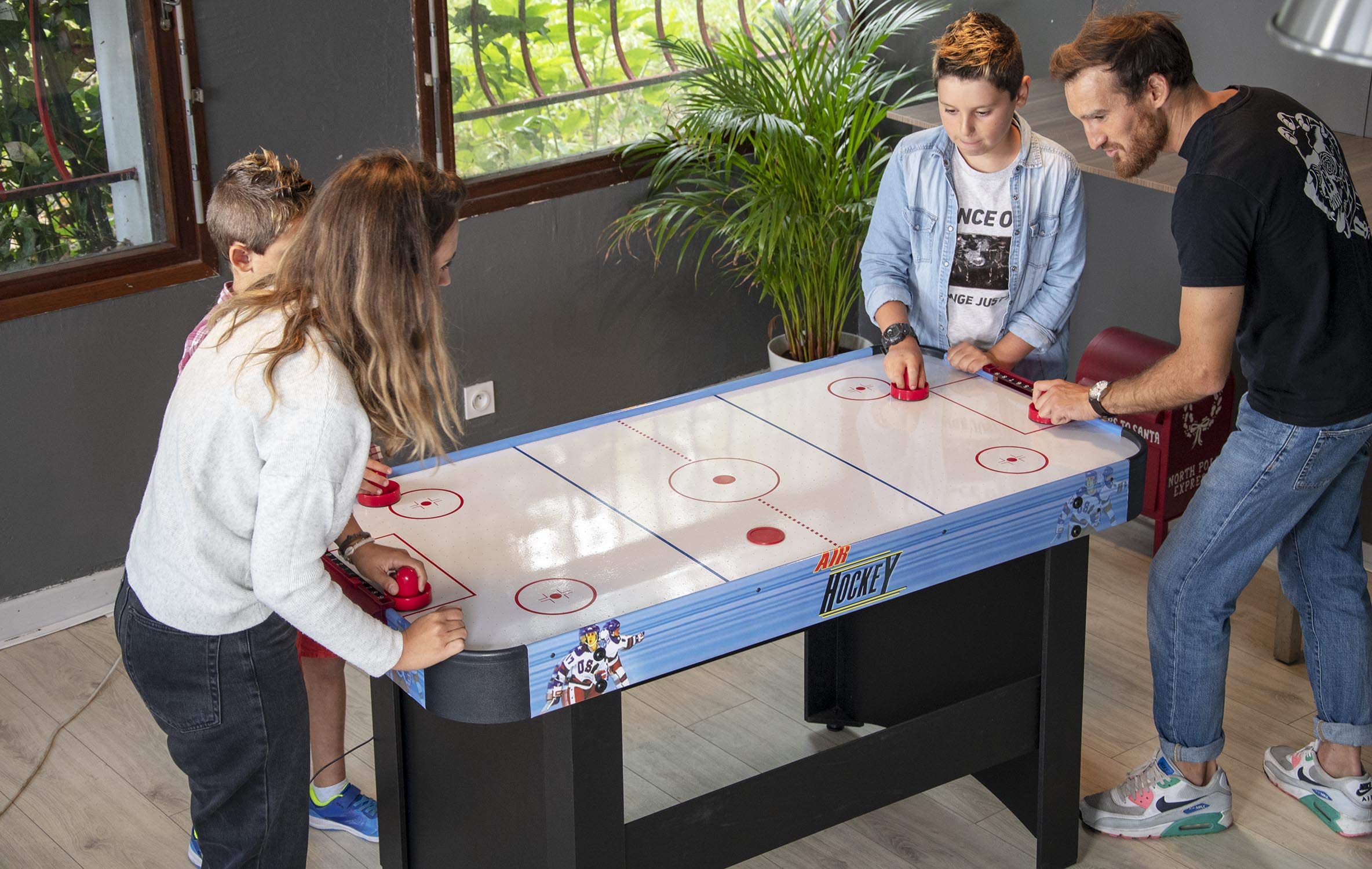 Table de Air-Hockey avec Système D'air Pulsé, Bleu/Noir