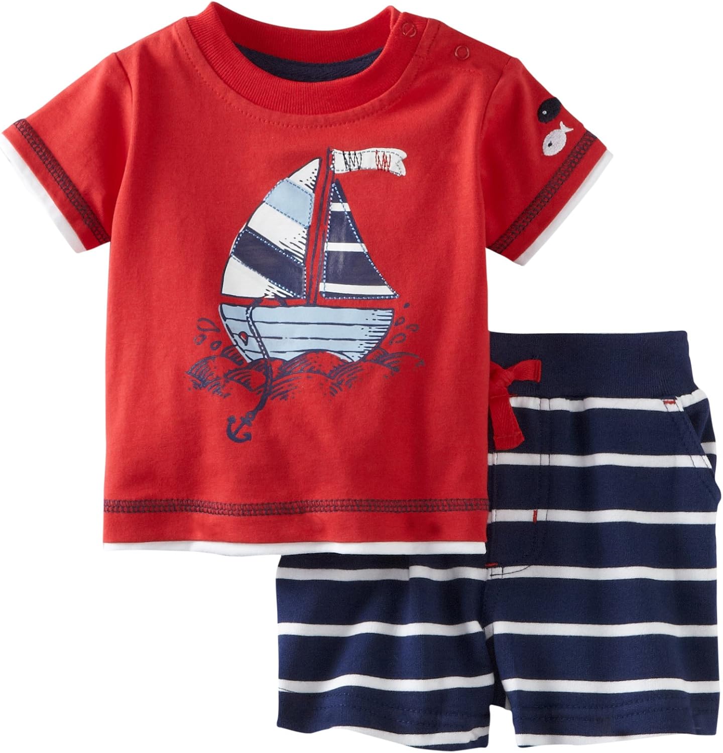Little Me BabyBoys Newborn Knit Sailboat Short Set Infant