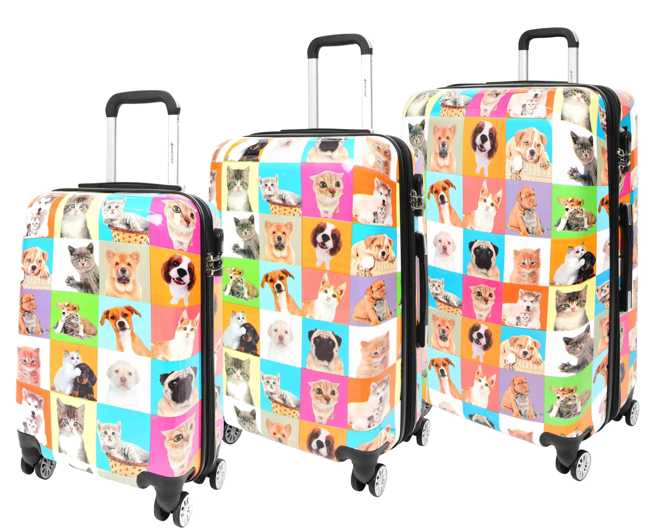 House Of Leather London Night Print Hard Shell Quattro Ruote Spinner Bagaglio Nero Grigio Valigia Tucana, Nero , M, Bagagli