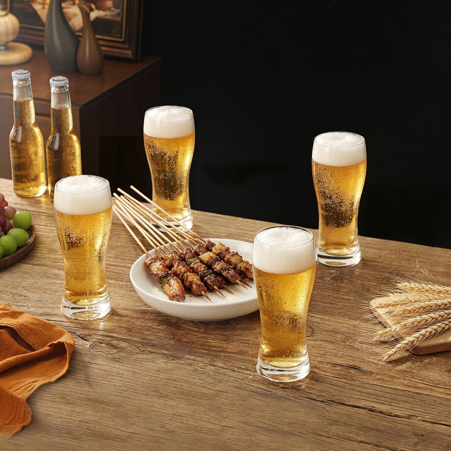 Beer Glasses Set of 4,16.7oz Pint Beer Glasses，Beer Glasses for Freezer,Pilsner Beer Glasses（494ml）