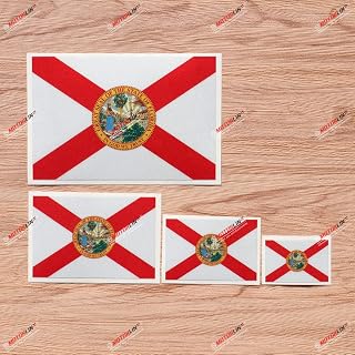 Florida Flag FL US State Decal Vinyl Sticker - 4 Pack Reflective, 2 Inches, 3 Inches, 4 Inches, 6 Inches - for Car Boat Laptop Cup Phone