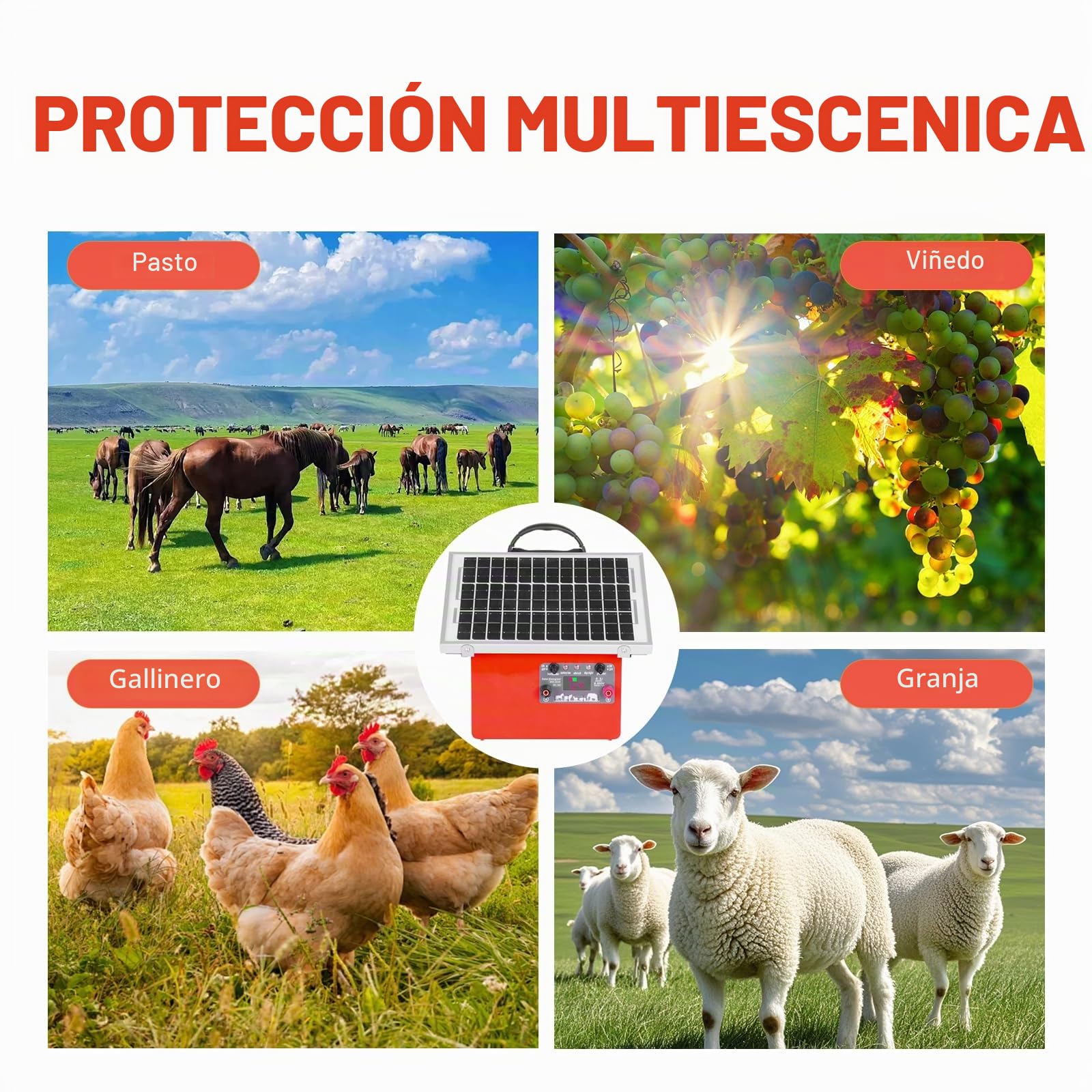 32KM - 12V Solar Pastor Electrico, 0.5J 9.5 KV, Recinto eléctrico | con panel solar de 7.5 W,pastor eléctrico con batería de 7 Ah, para vacas, ganado, cría de aves de corral, pastor