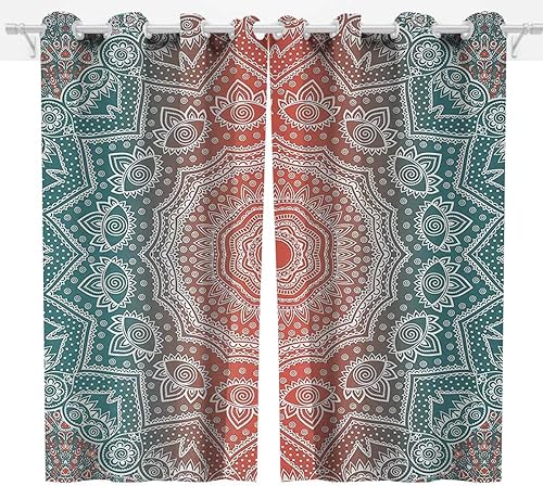 Cortina de puerta de patio coral y verde azulado, 2 paneles de cortinas opacas para cortinas de fondo opacas (72 pulgadas de ancho) x 72 pulgadas de