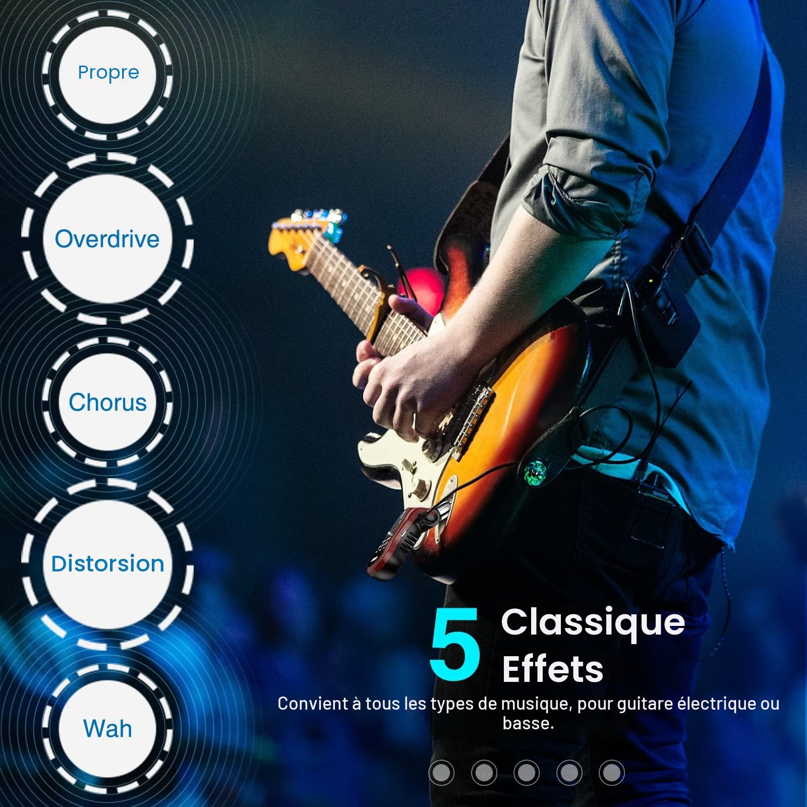 LEKATO Mini amplificateur de Guitare de Poche Rechargeable avec récepteur Bluetooth