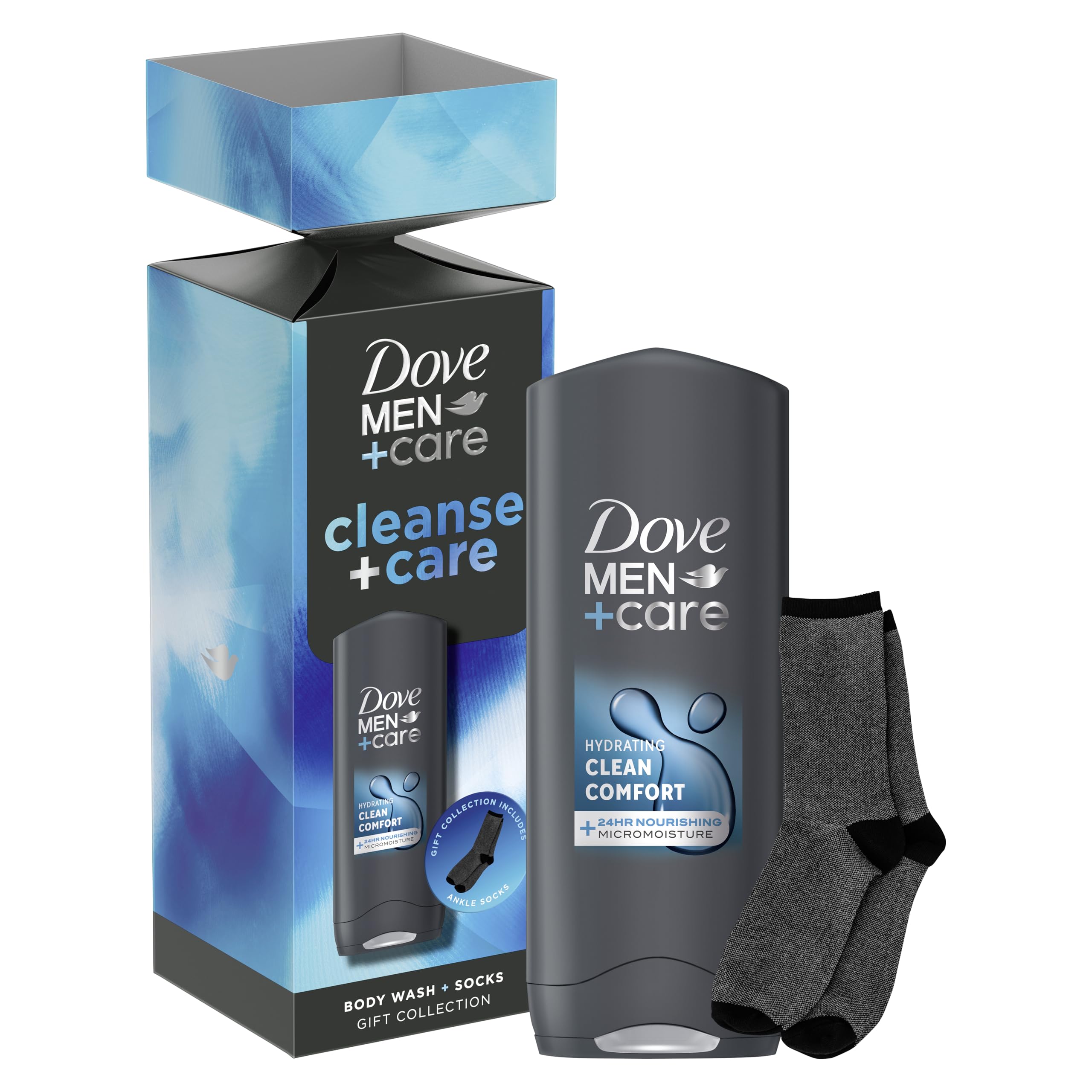 Dove Men+Care Cleanse+Care Body Wash & Socks Gift Set including a 3-in-1 hair - Image 2