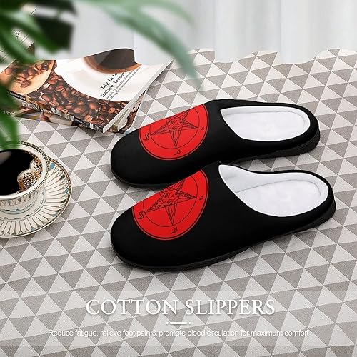 Miniatura 4 de Satanic Baphomet Goat Symbol - Pantuflas de algodón para hombre, de espuma viscoelástica, lavables, antideslizantes, zapatos para casa