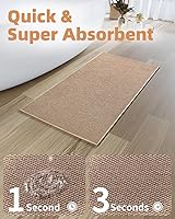 Vista 3 de PADOOR Non-Slip Bath-Mats for Bathroom, Rubber-Backing Braided Absorbent Bathroom Mat Machine Washable Thin Bathroom Rugs Fit Under Door Quick Dry