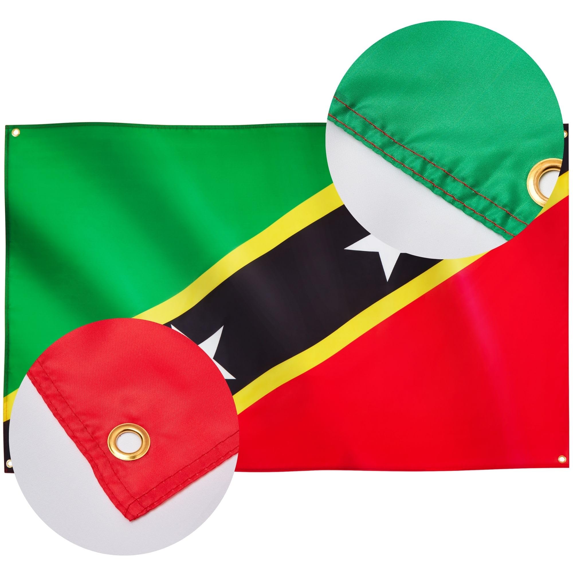 Runesol Saint Kitts and Nevis Flag, 91x152cm, 3ft x 5ft, 4 Grommets, Eyelet In Every Corner, Caribbean Flag - Image 4