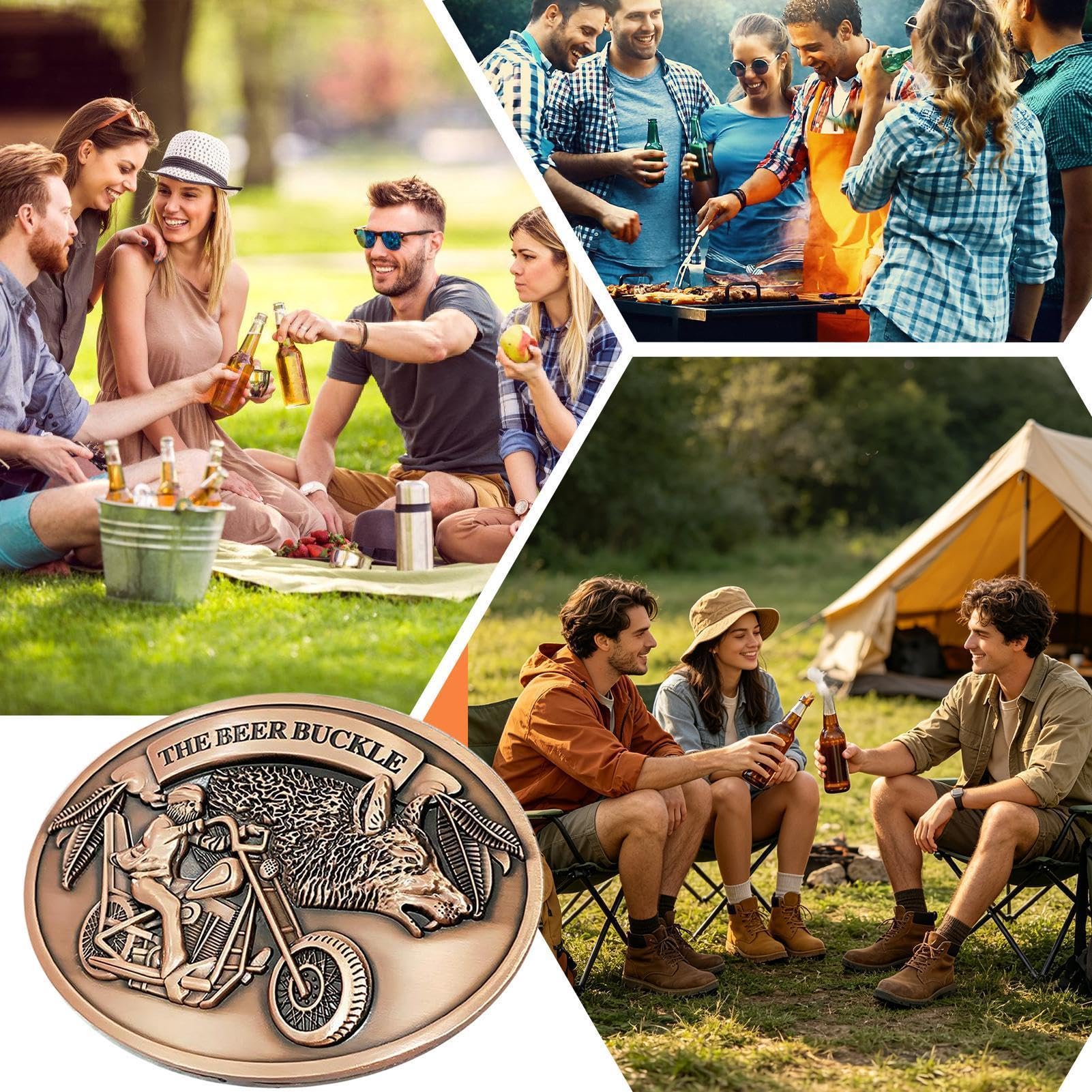 Soporte de cerveza con hebilla de cinturón, soporte de metal para tazas, unisex, manos libres, para botellas de cerveza y latas, estilo occidental, se adapta a cualquier cinturón estándar, para