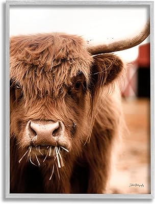 Stupell Industries Grazing Cow Animal Portrait Giclee Framed Wall Art, Design by Dakota Diener