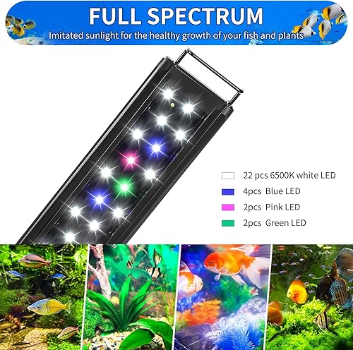 Miniatura 2 de AQUANEAT - Luz LED para acuario de espectro completo, luz para pecera, 30.5cm, 51cm, 61cm, 76cm, 91.5cm, 122cm, luz multicolor de agua dulce.