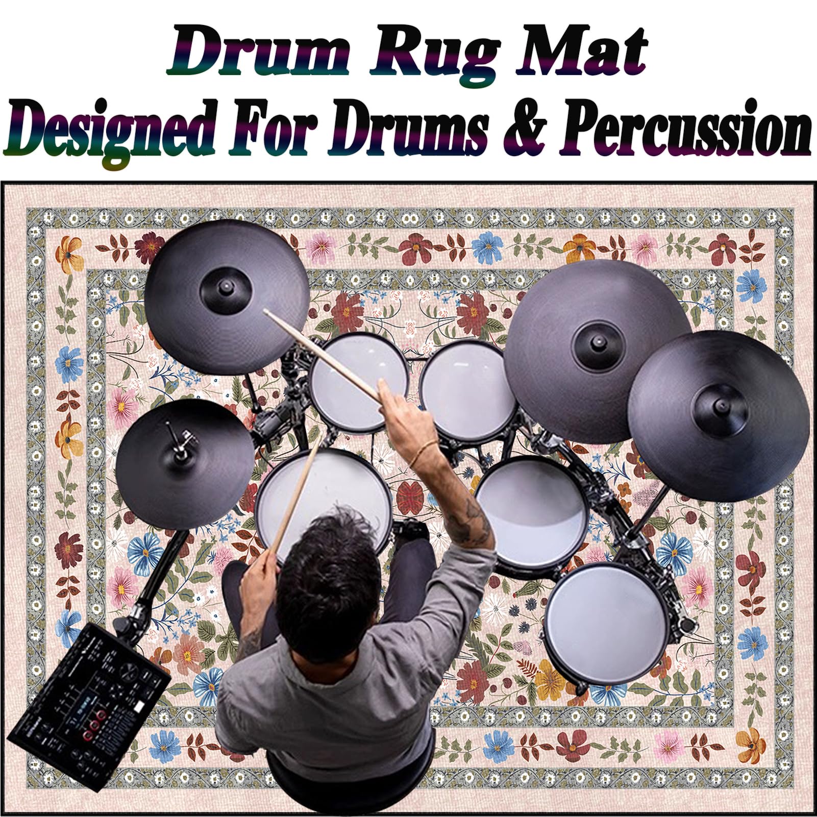 Schlagzeugteppich Drum Teppich Schallschutz Akustik Teppich Schallschutzmatte Drum Rug Drum Matte Drumteppich rutschfeste Trommel Teppiche, Für Bass Drum Snare Schlagzeug Teppich 160 x 120 cm
