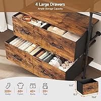 Vista 5 de Sistema de armario T3 con luz LED regulable continua, perchero industrial de tubería con 4 cajones, 6 estantes de madera y 4 varillas telescópicas